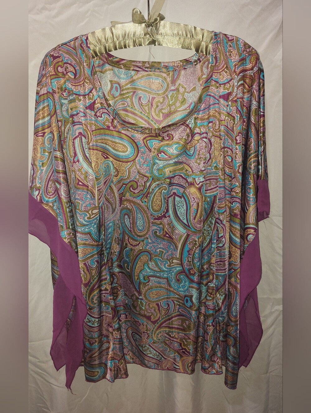 Lane Bryant Paisley Scoop Neck Tunic Top - Purple, Teal, Gold